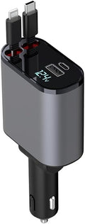 Car Charger with Retractable Cords (3Ft) for BMW Car Accessories, Fast Charge 3.1A 66W, with USB A and C Ports, Dual Charger Compatible with iPhone & Android Cell Phones