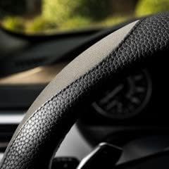 Gorla Gear Beige Leather Neoprene Steering Wheel Cover Women Men, Easy Fast Installation, Tan Khaki Universal Fit 14.5 15 15.5 Inch, Anti-Slip Safer Grip Car Accessories for Automobile Truck SUV Van