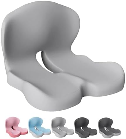 Back and Seat Cushion, Car Seat Cushion, Soothe+ Cushion, Memory Foam L-Shaped Integrated Seat Cushions Lumbar & Lower Back Support for Office Chair, Car (Light Grey)