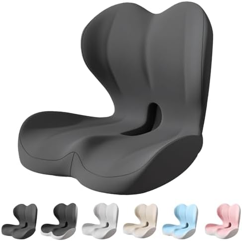 Back and Seat Cushion, Car Seat Cushion, Soothe+ Cushion, Memory Foam L-Shaped Integrated Seat Cushions Lumbar & Lower Back Support for Office Chair, Car (Black-C)