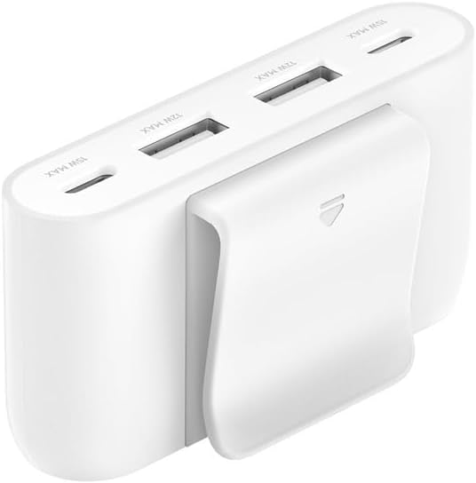 Belkin 4-Port Power Extender - Compatible w/USB-C & USB-A Devices - Apple iPhone 17, Air, Pro, Pro Max, iPad, AirPods, Apple Watch, Samsung Galaxy S25, Nintendo Switch 2, Google Pixel 10, etc - White