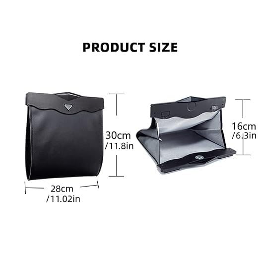 Car Leather Trash Bag Smart LED Waterproof Organizer Storage Garbage Can (Brown)
