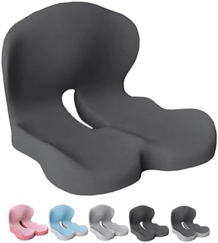 Back and Seat Cushion, Car Seat Cushion, Soothe+ Cushion, Memory Foam L-Shaped Integrated Seat Cushions Lumbar & Lower Back Support for Office Chair, Car (Dark Grey)