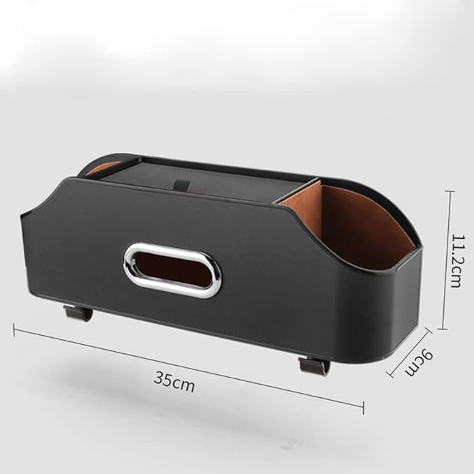 HAOTULE New car headrest Rear seat Multifunctional Storage Box, partition Design, with Cup Holder, Tissue Box, headrest Hook, Suitable for Children and Adults, car Travel Accessories (Black)