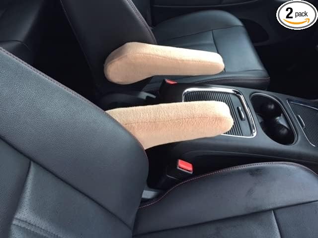 Auto Armrest Covers fits The Chrysler Town & Country 2011-2015 Van- Protect Fold Down Armrest Fleece Fabric- One Pair– Large (SLM) Tan