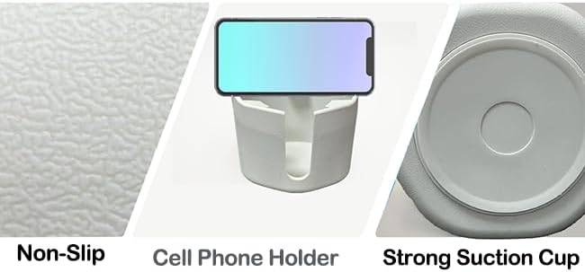 Anti-Spill Cup Holder, FINTHECH Desk Cup Holder,Silicone Suction Cup Holder for Smooth Flat Desk，Holds Cups (White).