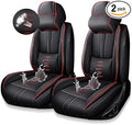 Premium Universal Car Seat Cover, Comfortable Leather Seat Cover for 96% of Models, Waterproof Car Seats Protectors Cushions for 2 Seats(Black+Red,Pillows)