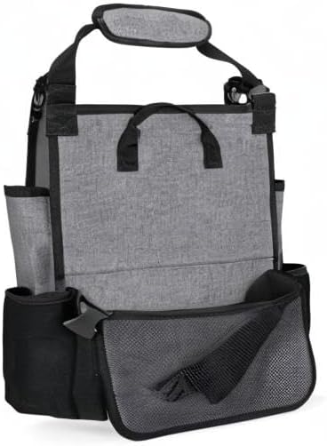 LUXJA Car Front Seat Organizer with Cover and Laptop Sleeve, Car Seat Organizer with Back Adjustable Straps, Gray