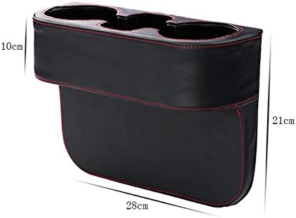 IOKONE Car Cup Holder, Auto Cup Drink Holders，Multifunctional Auto Front Seat Organizer with PU Leather Cover, Gap Filler Storage Box Coin Bucket Console Side Pocket Cell Mobile Phone Holder (Black)
