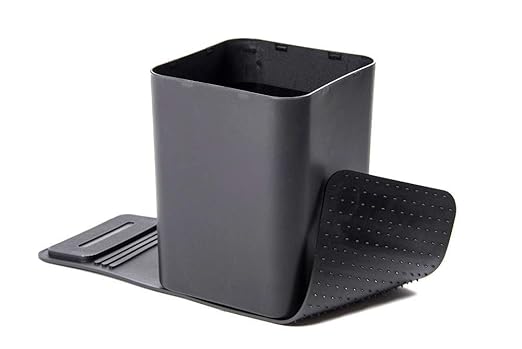 HAUSSIMPLE Car Trash Can, 0.8 Gallon Medium Car Garbage Bin with Stability Base Flap & Spikes for Car Humps and Flat Floors, Durable Plastic Auto Trash Container