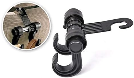 Car SUV Back Seat Headrest Hanger Storage Hooks, Purse Handbag Grocery Bag Holder, Multi-Function Mini Hook (Black) (4)