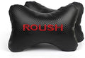 2Pcs Leather Carbon Fiber Leather Sport Car Seat Roush Neck Rest Pillow Foam Headrest Travel Cushion Travel Sleeping Cushion for Mustang F150