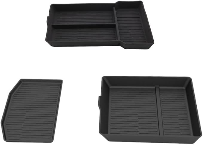 3PCS Center Console Organizer Lower Storage Box for Tesla Model 3 Highland 2024 2025, Silicone Console Organizer Tray New Tesla Interior Accessories
