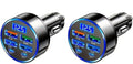 USB-C 6-Port Super Fast Car Charger with LED Voltage Monitor | Multi-Device Cigarette Lighter Adapter Compatible with iPhone, Samsung, Huawei, OnePlus, Oppo & Vivo Phones (Pack of 2)