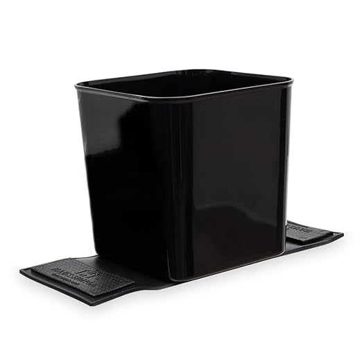 HAUSSIMPLE Car Trash Can 1.4 Gallon with Stability Flap & Magic Strips — No-Tip Leakproof Car Garbage Bin for Car Floor, Mats, Front or Back Seat, SUV, Truck, Van, Vehicle Interior Organizer (Black)