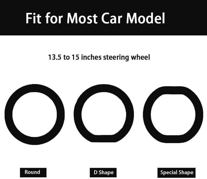 Universal Steering Wheel Cover：13.5 to 15 Inches Stretchable Silicone Anti Skid Steering Wheel Protector Fit for Most Car Models Including Round D Shape or Special Shape (Black)