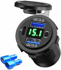 USB Car Charger with Voltage Display Red LED Light Dual QC3.0 for Marine Truck Motorcycle Car etc