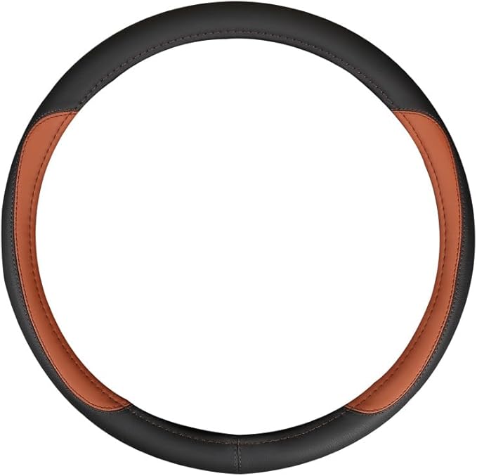 Product Truck Steering Wheel Cover PU Leather Anti Slip Anti Rub Four Season Universal 16 17 18 19inch (Black Brown, 18inch)