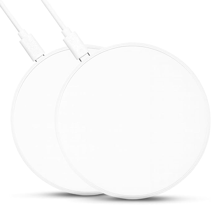 2Pcs Wireless Charger,15W Max Wireless Charging Pad Compatible with iPhone16/16Plus/16Pro /iPhone15/15Pro/15Plus/iPhone14/iPhone13/12/11/X/XR/XS/SE/8,Samsung Galaxy S25/S24/S23/S22/S21/S20/S10 (white)