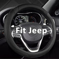 West Llama Customized Auto Car Steering Wheel Cover for Jeep Grand Cherokee,Wrangler,Compass,Gladiator,Cherokee 15-15.5inches(Black-Large Size)