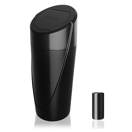 SGLRT Car Trash Can Bin with Lid - Car Garbage Can Cup Holder - Black Mini Leakproof Vehicle Trash Garbage Can Bin with 20pcs Trash Bags-Car Organizers and Storage for Front Back Seat Accessories