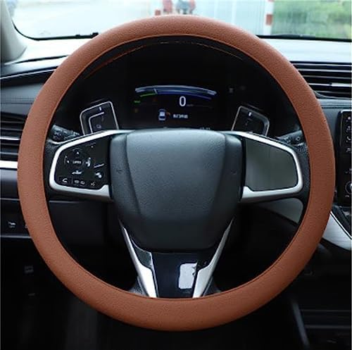 Cool Anti-Slip Silicone Steering Wheel Protector - Universal Car Steering Wheel Protective Cover - Summer Easy to Clean Silicone Car Steering Wheel Cover (Brown)
