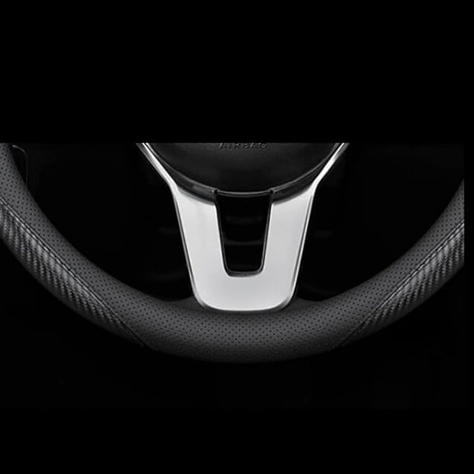 Nappa Leather Car Steering Wheel Cover for Tesla Model 3/Y 2016-2025 2026 Prius Civic Mini - Anti-Slip Car Wheel Protector Accessories 14" - 14 1/4" Small-Size for (Black, Small Size[14''-14 1/4''])