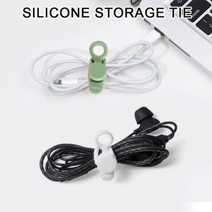 Silicone Cable Ties, 6pcs Reusable Data Cable Organizer, Multipurpose Elastic Wire Organizer Ties for Bundling and Fastening Earphone, Phone Charger