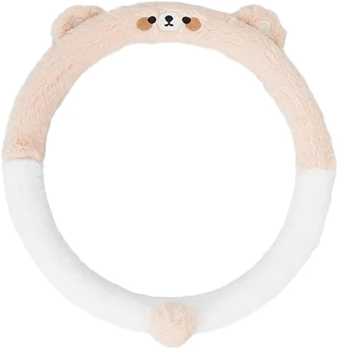 Cute Winter Plush Steering Wheel Cover - Non-Slip Warm Handlebars Decoration for Cars(Plush bear rong)