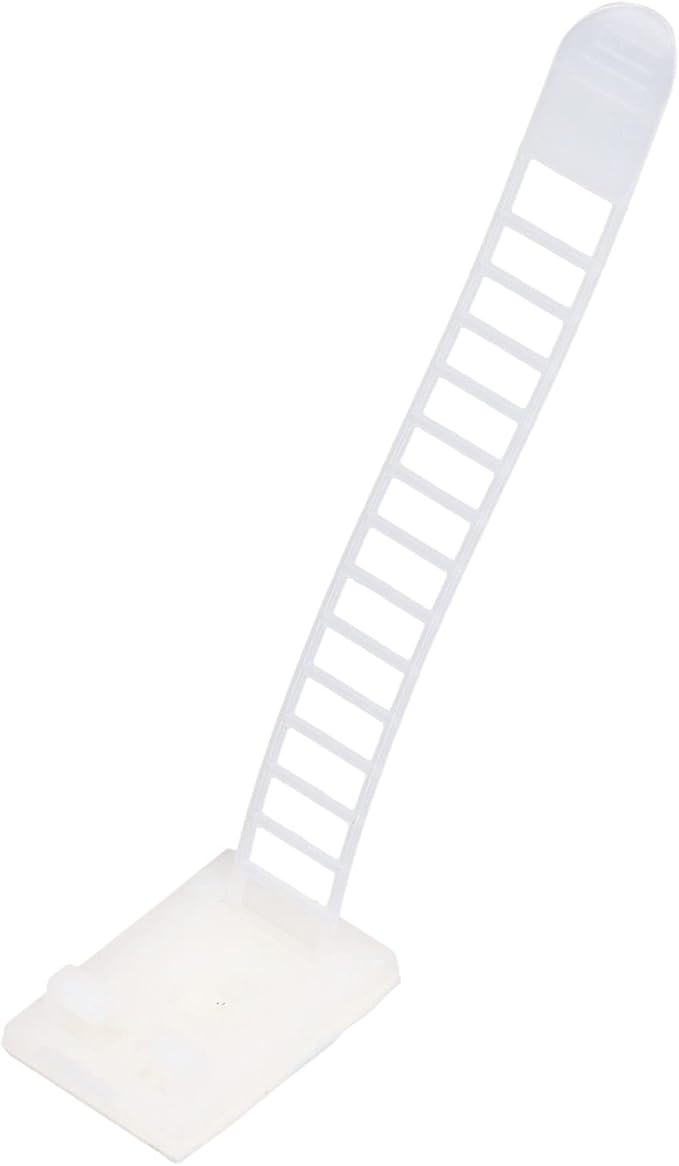 100Pcs Adhesive Cable Management Clips, Adjustable Nylon Strap Ties, Self Adhesive Wire Clamps Organizer with Strong Fixation for Office Home and Car, Reusable Cable Ties for Power (White)