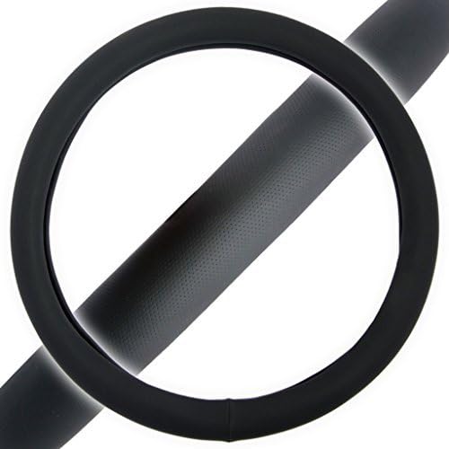 BDK 14.5" - 15.5" Soft Perforated Leather Steering Wheel Cover (Punch Grip Perforated Leather - Black)