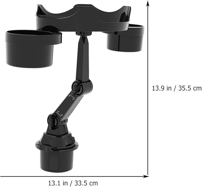 Car Cup Holder Expander with Rotatable Tray, Multi-Functional Car Food Tray and Drink Holder for Vehicle Interior Accessories, Compatible with Standard Cup Sizes, Swivel Design for