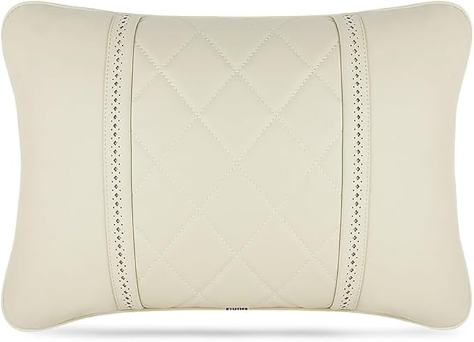 Car Pillows Napa Leather Car Seat Rest Cushion Car Lumbar Pillow for Mercedes Benz Maybach S-Class Lumbar Support Pillow car Accessories（Beige）