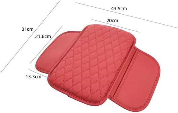 Car Center Console Cover for Jeep Compass 2006–2025 2026 MK/MP, Waterproof Anti-Scratch Leather Armrest Pad, Console Cushion with Side Storage Pocket, Soft Padding Auto Armrest Mat,B-Red