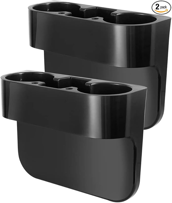 Heart Horse 2Pcs Cup Holder Portable Multifunction Vehicle Seat Cup Cell Phone Drinks Holder Box Car Interior Organizer (Black)
