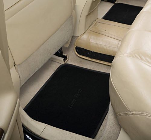 ZONETECH All Weather Carpet Vehicle Floor Mats- 4-Piece Black Plus Vinyl Heel Pad for Protection - Driver Seat, Passenger Seat and Rear Floor Mats (2 Pack)