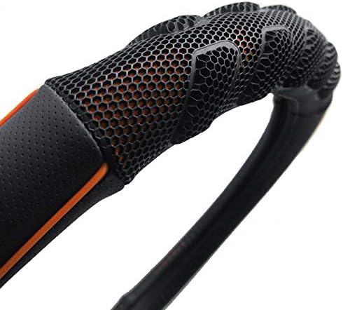 Flying Banner car Steering Wheel Cover Faux Leather Massage Universal fit 3D Honeycomb Hole Anti-Slip Sporty 15 Inches (Orange Black)