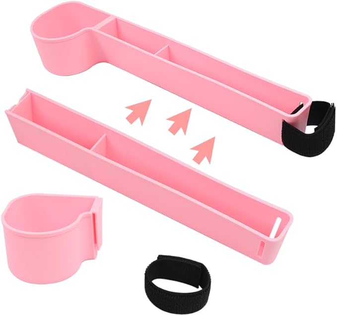 Car Seat Gap Filler, Multifunctional Seat Side Gap Filler with Cup Holder & Organizer, Gap Stopper Universal Fit Car SUV Truck Fill The Gap Between Seat & Console Set of 2 (Pink)