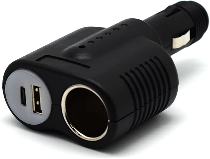 Cliff Top Cigarette Lighter Adapter for Cars, 12V Car Charger Splitter with USB C PD, Car Cigarette Lighter Splitter Plug, Double 12V Car Adapter with Socket for GPS Dash Cam Phone
