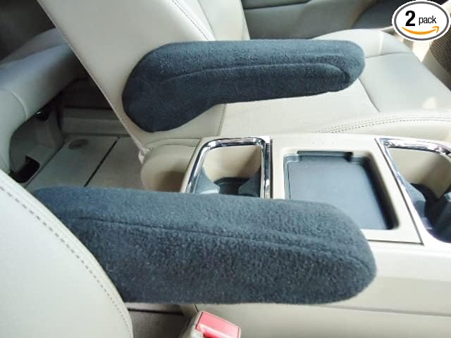 Auto Armrest Covers fits The Chrysler Town & Country 2011-2015 Van - Protect Fold Down Armrest Fleece Fabric - One Pair – Large (SLM) Dark Gray