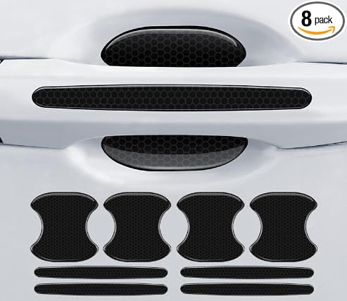 8Pcs Car Door Handle Bowl Sticker, Reflective Car Door Handle Paint Scratch Protector, Self-Adhesive Scratch Collision Protection Guard, Auto Exterior Decor Universal for SUV Truck RV (Black)