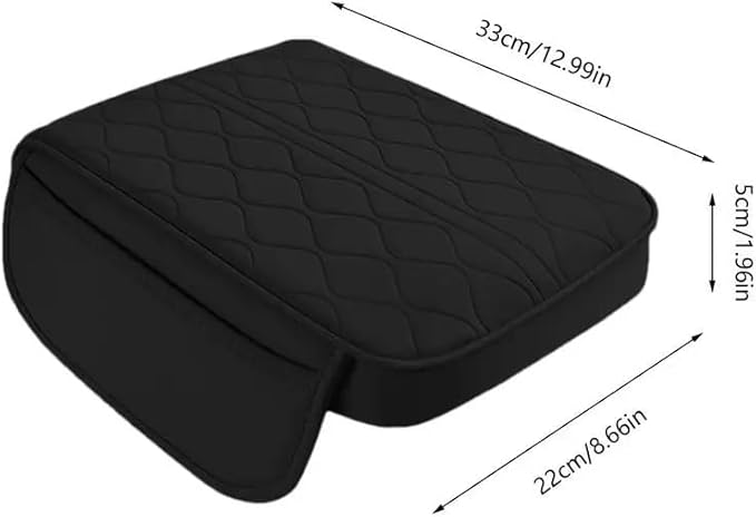 OUTMX Car Center Console Cushion for Lexus NX 350 2022-2025, Nappa Leather Memory Foam Armrest Cover with Side Storage Pockets, Auto Elbow Support Pad 1pc,Black