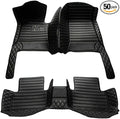 Custom Floor Mats for Cars，Luxury Full Coverage All Weather Car Floor Mats，Leather Car Mat Set ， Floor Mats for 99% of Cars, Trucks & SUVs (Black Double Splicing)