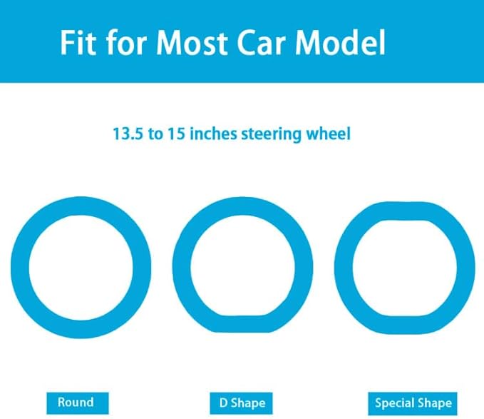 Universal Blue Steering Wheel Cover：13.5 to 15 Inches Stretchable Silicone Anti Skid Steering Wheel Protector Fit for Most Car Models Including Round D Shape or Special Shape