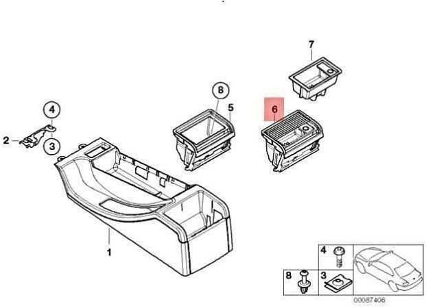 333Designs Replacement Rear Center Console Ashtray Sliding Roller Cover for E46 3-Series BMW (Grey)