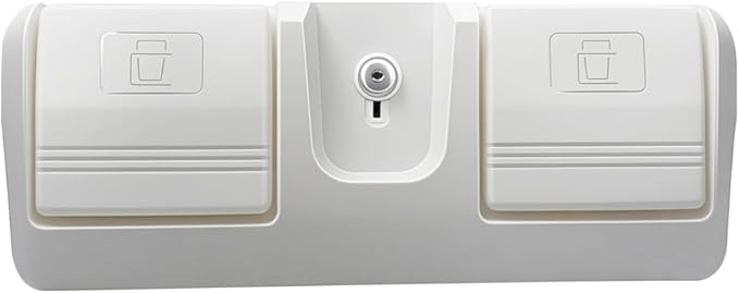 Pactrade Marine Boat Pontoon Yacht Storage Compartment Durable Standard Lightweight Lockable ABS Locking Plastic Glove Box White Spacious with Keys (White, with 2 Cup Holders & Keys)