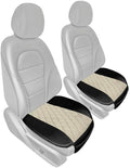 FH Group Faux Leather Front Set Car Seat Cushion Pads with Front Pocket – Universal Fit for Cars Trucks & SUVs (Beige/Black)