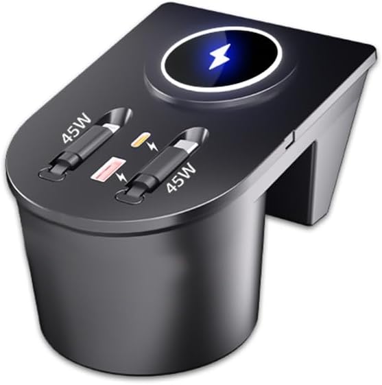 USB Hub Car Wireless Charger Mount for 2021 2022 2023 2024 2025 Toyota Sienna accessories, Mobile phone charger，45W Fast Charging Center Console Dash (Model B)