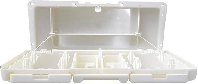 Pactrade Marine Boat Pontoon Yacht Storage Compartment Durable Standard Lightweight Lockable ABS Locking Plastic Glove Box White Spacious with Keys (White, with 2 Cup Holders & Keys)