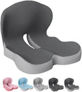 Celinva Orthopedic Cushion,Back and Seat Cushion, Soothe+ Cushion, Memory Foam L-Shaped Integrated Seat Cushions Lumbar & Lower Back Support for Office Chair, Car (Dark Grey-b)
